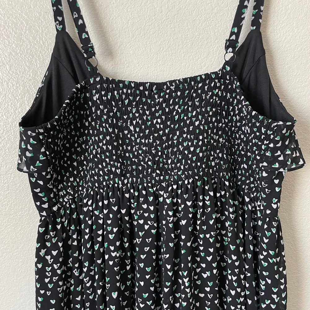 Torrid Mini Dress Size 1X Black White Ditsy Heart Chiffon Ruffle Sleeveless NEW - Picture 10 of 14